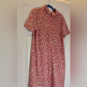 Tyler Boe Pink and Cream Patterned Kim  Dress